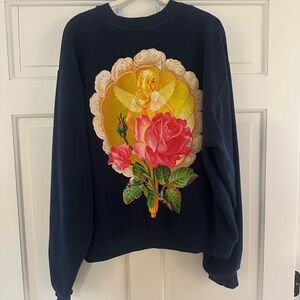 Boys Lie Navy Sweatshirt with Angel and Rose Design